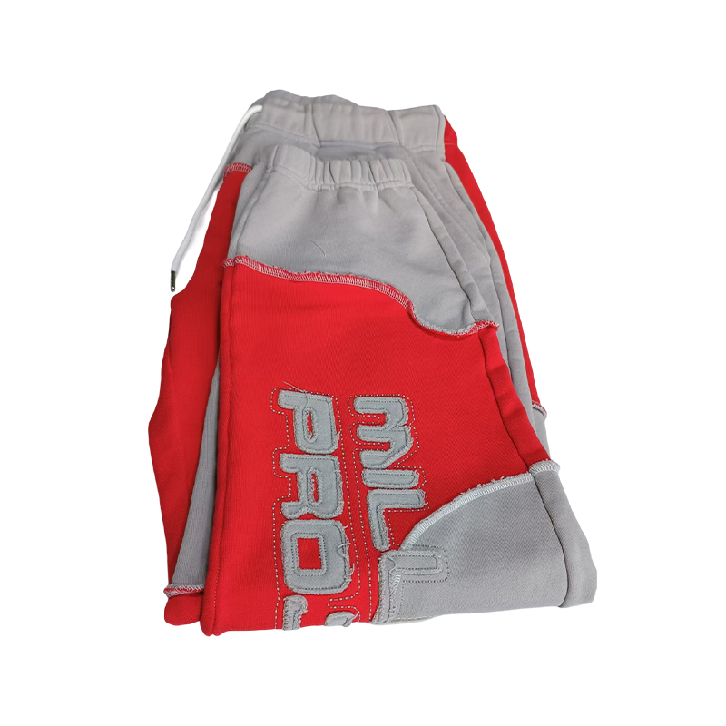 How does the patchwork technique in casual pants enhance the three-dimensional effect of the pants' shape?